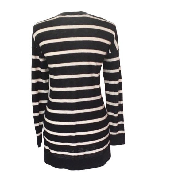 Vince Black Off White Beige Striped Sweater Size Small - Picture 2 of 6